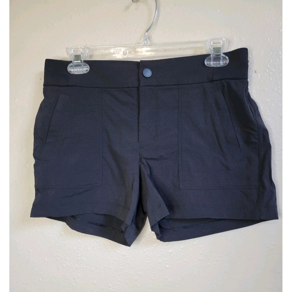 Athleta Womens Shorts Black Lightweight Ripstop Zip Pockets Sz 4